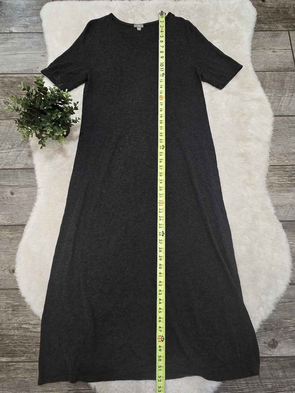 J. Jill Gray Wool-Blend V-Neck Relaxed Lagenlook Maxi Dress, Size Large - Picture 4 of 7